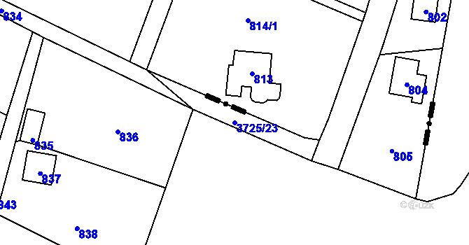 Parcela st. 3725/23 v KÚ Řevnice, Katastrální mapa
