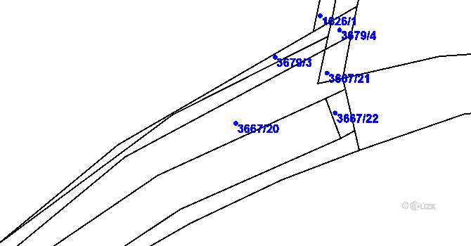 Parcela st. 3667/20 v KÚ Řevnice, Katastrální mapa
