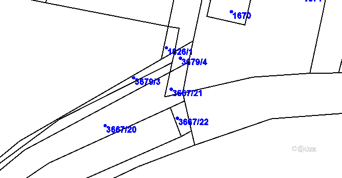 Parcela st. 3667/21 v KÚ Řevnice, Katastrální mapa