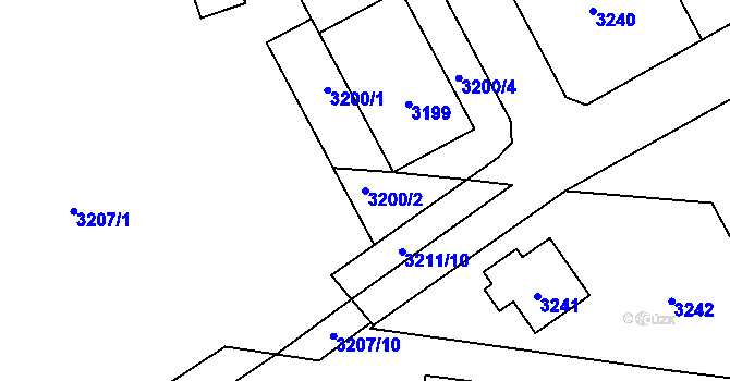 Parcela st. 3200/2 v KÚ Řevnice, Katastrální mapa