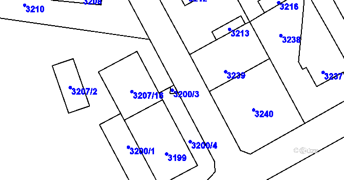 Parcela st. 3200/3 v KÚ Řevnice, Katastrální mapa