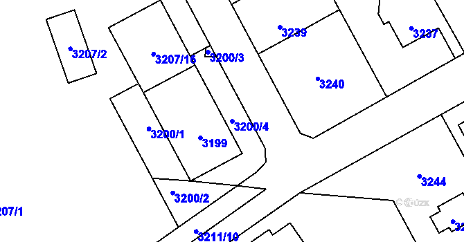 Parcela st. 3200/4 v KÚ Řevnice, Katastrální mapa