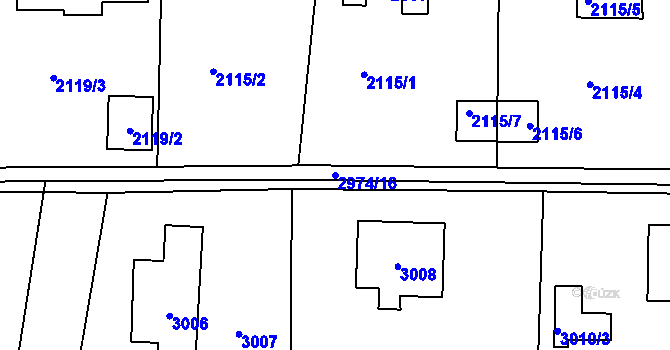 Parcela st. 2974/16 v KÚ Řevnice, Katastrální mapa