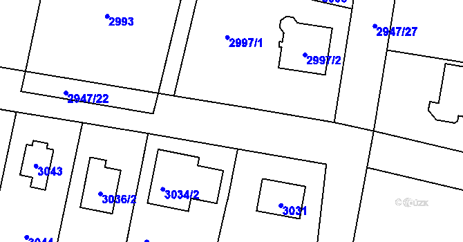 Parcela st. 2947/25 v KÚ Řevnice, Katastrální mapa