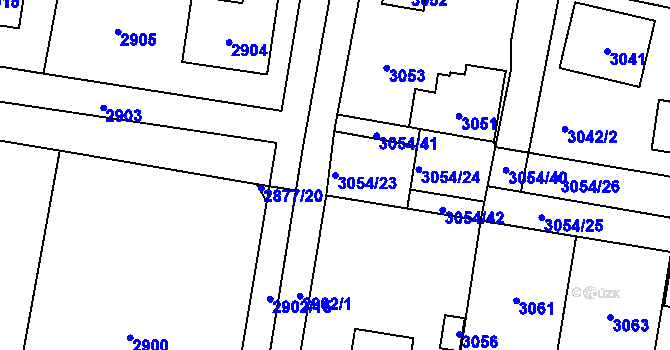 Parcela st. 3054/23 v KÚ Řevnice, Katastrální mapa