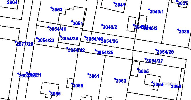 Parcela st. 3054/25 v KÚ Řevnice, Katastrální mapa