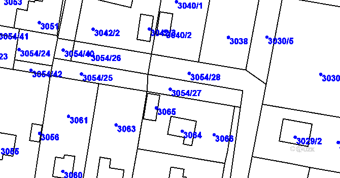 Parcela st. 3054/27 v KÚ Řevnice, Katastrální mapa