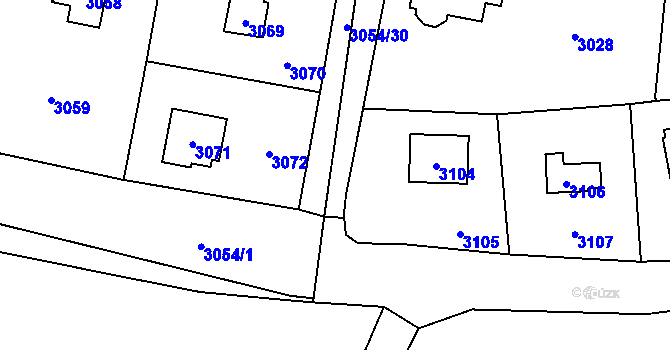 Parcela st. 3054/29 v KÚ Řevnice, Katastrální mapa