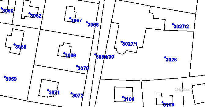 Parcela st. 3054/32 v KÚ Řevnice, Katastrální mapa