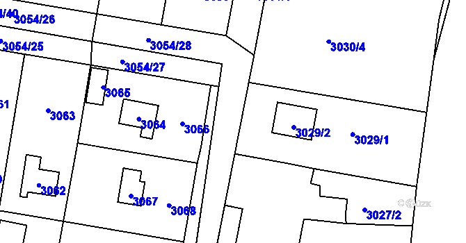Parcela st. 3054/34 v KÚ Řevnice, Katastrální mapa