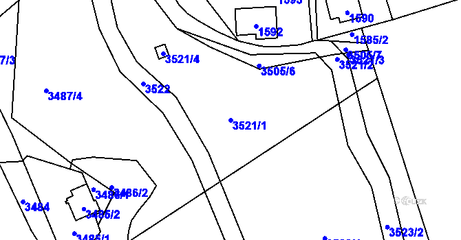 Parcela st. 3521/1 v KÚ Řevnice, Katastrální mapa