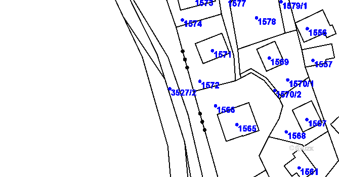 Parcela st. 3527/2 v KÚ Řevnice, Katastrální mapa