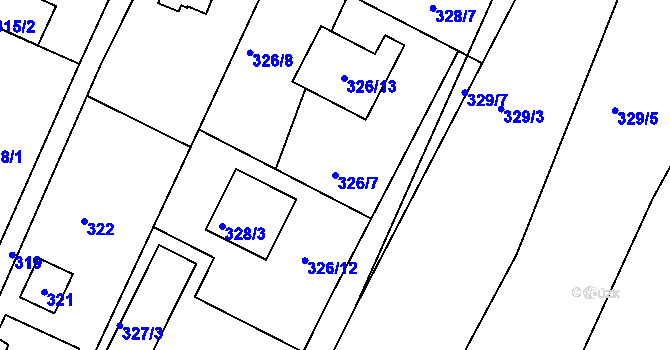 Parcela st. 326/7 v KÚ Řevnice, Katastrální mapa