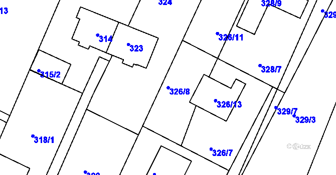 Parcela st. 326/8 v KÚ Řevnice, Katastrální mapa