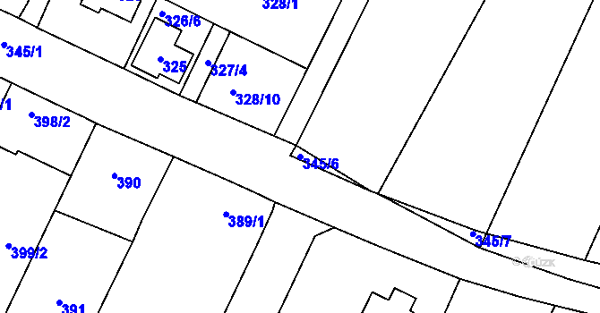Parcela st. 345/6 v KÚ Řevnice, Katastrální mapa