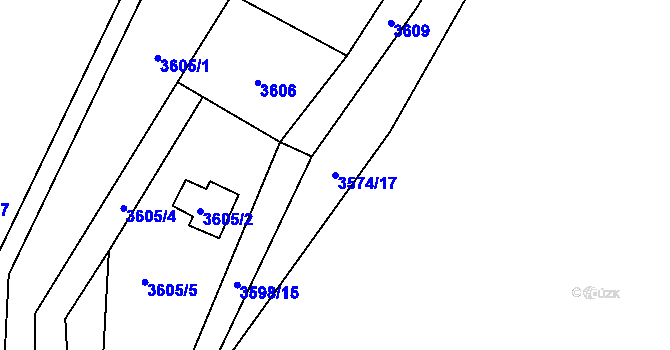 Parcela st. 3574/17 v KÚ Řevnice, Katastrální mapa