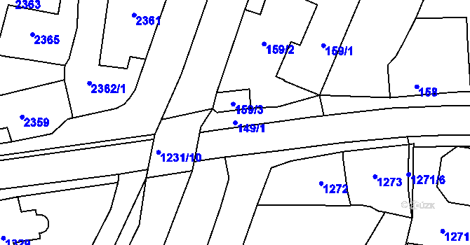 Parcela st. 149/1 v KÚ Řevnice, Katastrální mapa