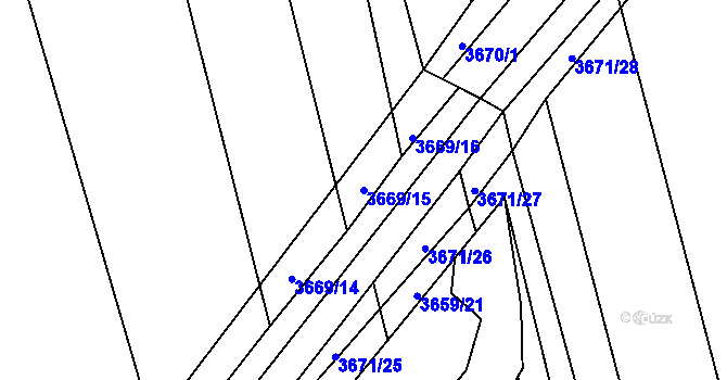 Parcela st. 3669/15 v KÚ Řevnice, Katastrální mapa