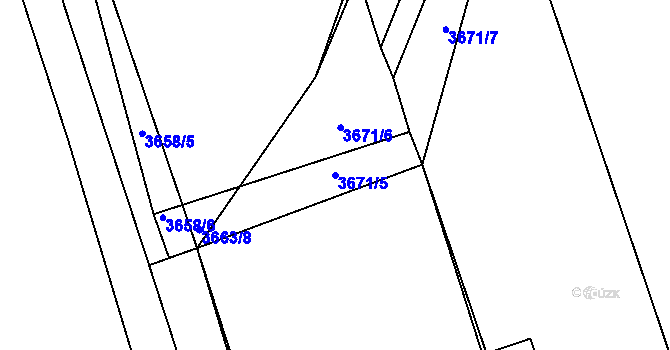Parcela st. 3671/5 v KÚ Řevnice, Katastrální mapa