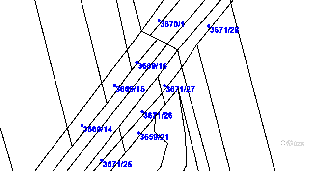 Parcela st. 3671/27 v KÚ Řevnice, Katastrální mapa