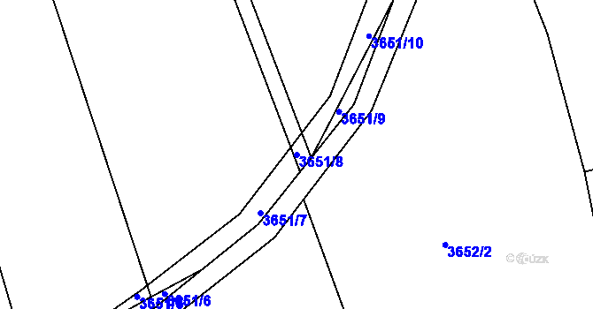 Parcela st. 3651/8 v KÚ Řevnice, Katastrální mapa