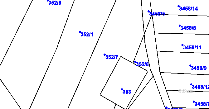Parcela st. 352/7 v KÚ Řevnice, Katastrální mapa