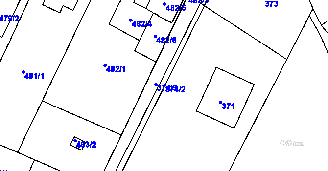 Parcela st. 374/2 v KÚ Řevnice, Katastrální mapa