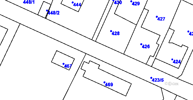 Parcela st. 423/6 v KÚ Řevnice, Katastrální mapa