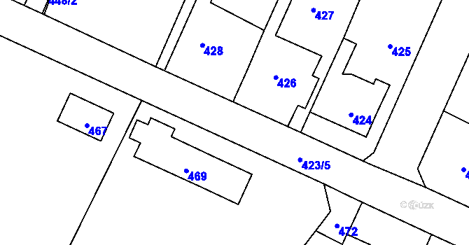 Parcela st. 423/7 v KÚ Řevnice, Katastrální mapa
