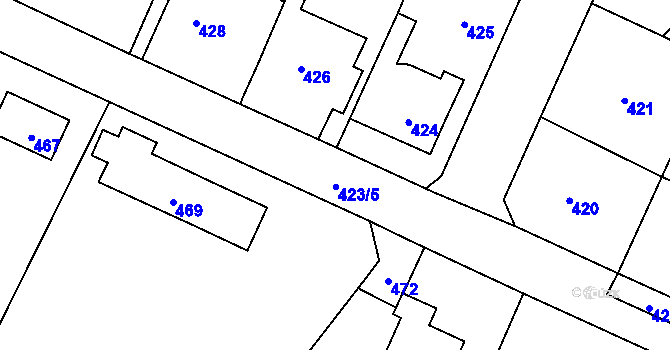 Parcela st. 423/8 v KÚ Řevnice, Katastrální mapa