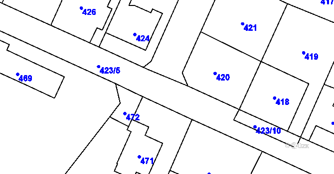 Parcela st. 423/9 v KÚ Řevnice, Katastrální mapa