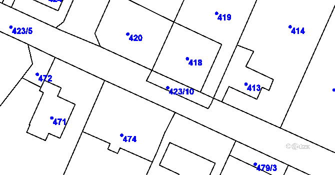 Parcela st. 423/10 v KÚ Řevnice, Katastrální mapa