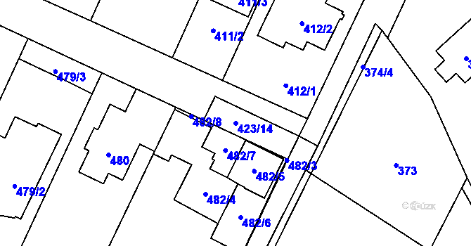 Parcela st. 423/14 v KÚ Řevnice, Katastrální mapa