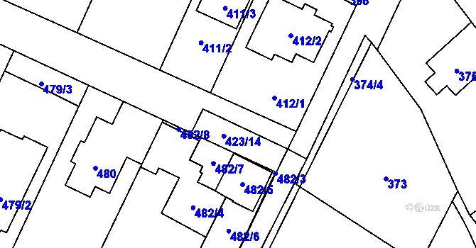 Parcela st. 423/15 v KÚ Řevnice, Katastrální mapa