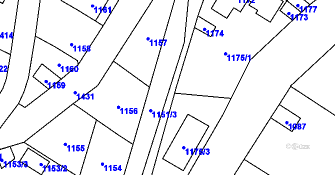 Parcela st. 1151/2 v KÚ Řevnice, Katastrální mapa