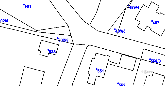 Parcela st. 555/7 v KÚ Řevnice, Katastrální mapa