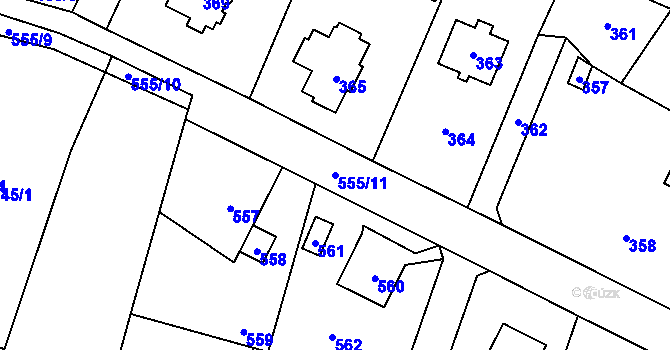 Parcela st. 555/11 v KÚ Řevnice, Katastrální mapa