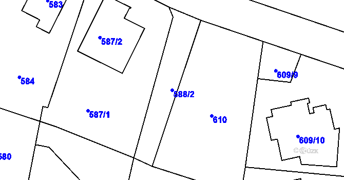 Parcela st. 588/2 v KÚ Řevnice, Katastrální mapa