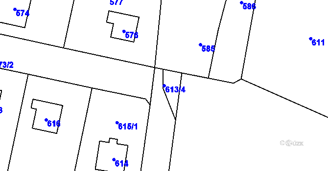 Parcela st. 613/4 v KÚ Řevnice, Katastrální mapa