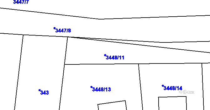 Parcela st. 3448/11 v KÚ Řevnice, Katastrální mapa