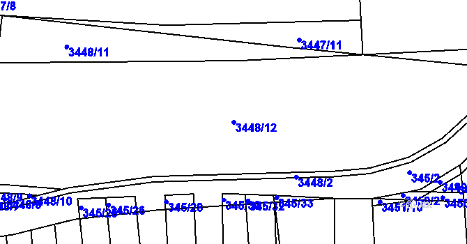 Parcela st. 3448/12 v KÚ Řevnice, Katastrální mapa