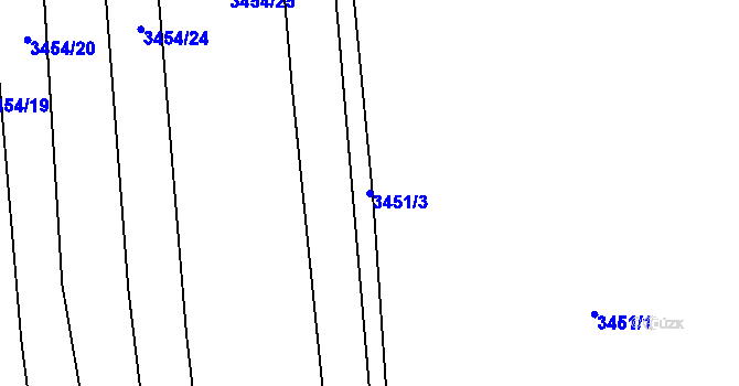 Parcela st. 3451/3 v KÚ Řevnice, Katastrální mapa