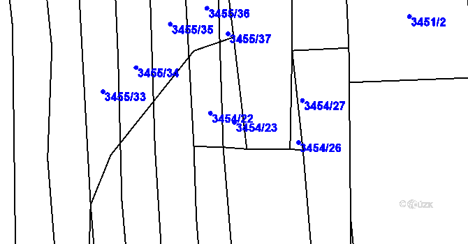 Parcela st. 3454/23 v KÚ Řevnice, Katastrální mapa