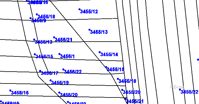 Parcela st. 3455/14 v KÚ Řevnice, Katastrální mapa