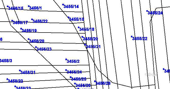 Parcela st. 3455/21 v KÚ Řevnice, Katastrální mapa