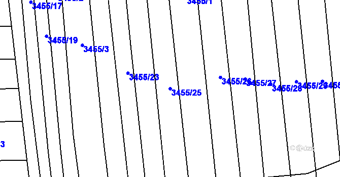 Parcela st. 3455/25 v KÚ Řevnice, Katastrální mapa