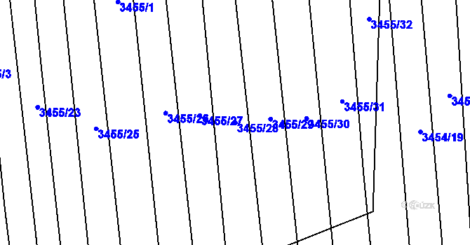 Parcela st. 3455/28 v KÚ Řevnice, Katastrální mapa