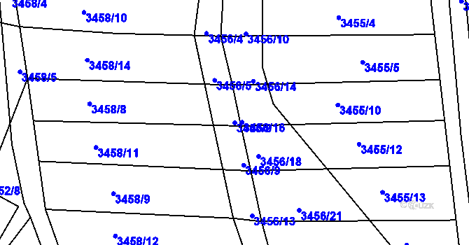 Parcela st. 3456/8 v KÚ Řevnice, Katastrální mapa