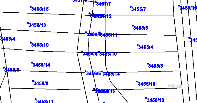 Parcela st. 3456/10 v KÚ Řevnice, Katastrální mapa