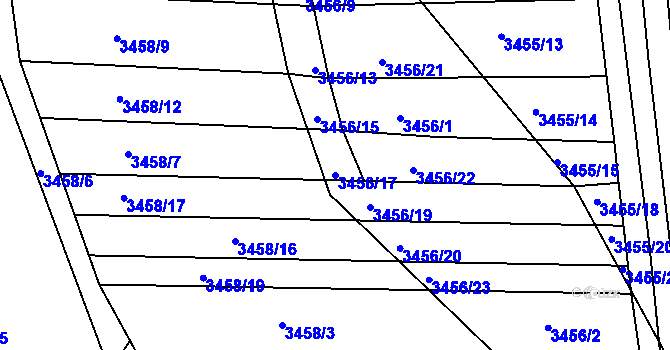 Parcela st. 3456/17 v KÚ Řevnice, Katastrální mapa